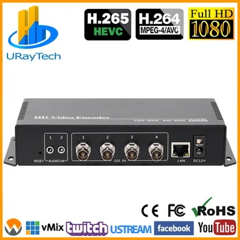 4 Kanalų HEVC H. 265 H. 264 HD SD 3G SDI IP Vaizdo Transliacijos Encoder Keitiklis su RTMPS HTTP RTSP RTMP UDP ONVIF HLS
