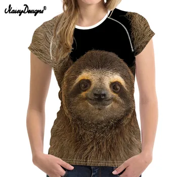 NoisyDesigns Kawaii 3D Gyvūnų Tinginys Print T Shirt Paauglių Mergaičių Mados Prekės ženklo Moteris, O Kaklo marškinėliai Harajuku Trumpas Rankovės Tees