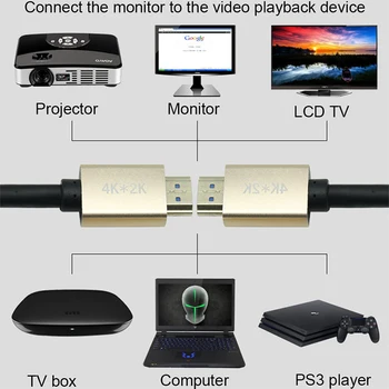 Paauksuotas HDMI Kabelis 2.0 4 K 1080 P vyrų vyrų Laidas 1,5 m 3m 5m 10m, 15m 20m Prisitaikyti HDTV LCD PS3 Projektorius Kompiuteris