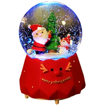 Pasukti Šviesos Muzika Dėžės, Krištolo Rutulį Dervos Muzikos Dėžutė su Šviesos Kalėdų Senelis Kalėdų Dovana Vaikams Dovanos Stalo LED
