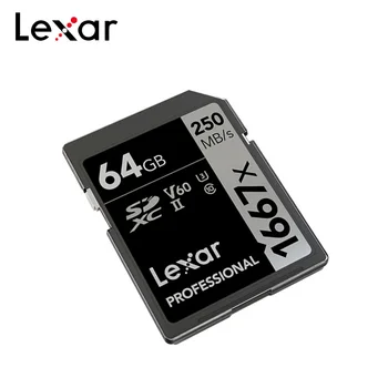 Originalus Lexar 1667x SD Kortelę UHS-II Klasė 10 64GB 128GB Didelės Spartos 250MB/s 256 GB V60 U3 Atminties Kortelę 3D 4K HD vaizdo