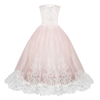 (5T-13T) Merginos gėlių nėrinių suknelė pettiskirt princesė dress nėrinių mergaitė princesė bridesmaid grožio konkurso tiulio tutu suknelė S4