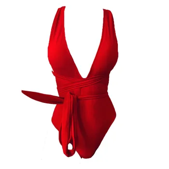 2021 moterų tinka kietas / leopard / balta / raudona bikini nėrinių lankas gilia V Oda-stora backless vienas gabalas seksualus maudymosi kostiumas moterims