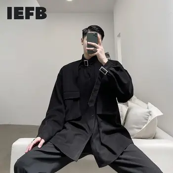 IEFB /vyriški drabužiai Pavasario žiemos naujas tvarstis stovėti apykaklės black marškinėliai asmeninį dvigubos kišenės sutirštės vilnonių viršūnes 9Y3982