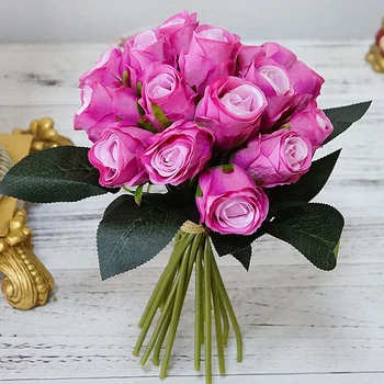 Rožinė Šilko Dirbtinės Gėlės, Rožių Puokštė Namų Vestuvių Dekoravimas Dusty Rose Netikrą Gėlių Rudens Stalo Dekoro Šalies Prekių