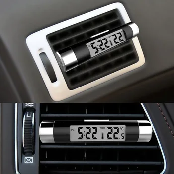 Automobilių Skaitmeninis Laikrodis, LCD Termometras Oro Angos Lizdo 