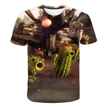 Berniukai Augalų Zombie Karai Spausdinti Juokinga trumpomis Rankovėmis Aukštos Kokybės Vasarą Karšta-pardavimo tarpvalstybinių Greitai-džiovinimo 3D Vaikiški marškinėliai
