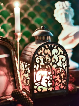 Vėjo Juodasis Geležies Žvakių Laikiklis Stalo Romantišką Retro Žvakių Laikiklis Maroko Metalo Vėjo Soporte Vela Namų Dekoro KK60ZT
