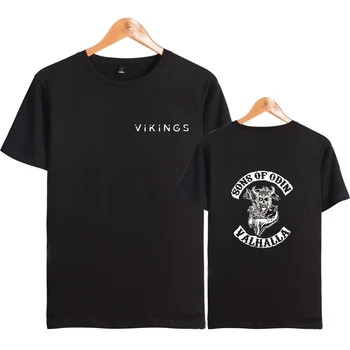 SŪNŪS ODIN VALHALLA marškinėliai Vyrams, Moterims Crewneck t-shirt Mens Hip-Hop Vikingų Karalius marškinėlius Vasaros Atsitiktinis t marškinėliai topai Drabužiai