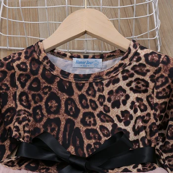 Humoro Lokys Mergaitės 2020 m. NAUJA Baby Mergaičių Tinklinio Suknelė Leopard Lankas Princesė Suknelė Mados Bamblys Kūdikiams, Vaikams, Vaikų Drabužiai
