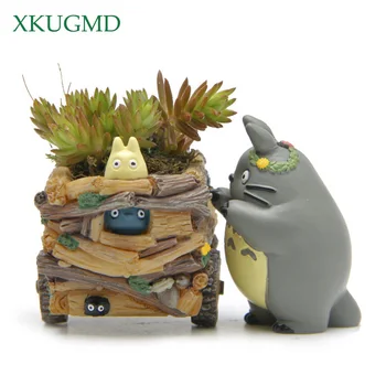 Šiuolaikinių Animacinių Filmų Sultingi Sodinamoji Puodą Dervos Kūrybinės Amatų Mielas Totoro Vazonas Namų Dekoracijas Beldam Jiji Porą Kačių Vaza