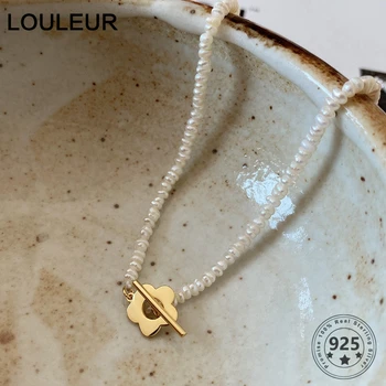 Louleur 925 Sterlingas Sidabro Gėlė Perlų Vėrinį Aukštos Kokybės Elegantiškas Aukso Granulių Grandinės Karoliai Moterų Mados Fine Jewelry