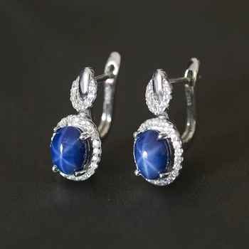 Bolai star safyras stud auskarai 925 sterlingas sidabro sukurta mėlyna brangakmenio bauda papuošalų užsegimas auskarai moterims vestuvių dovana
