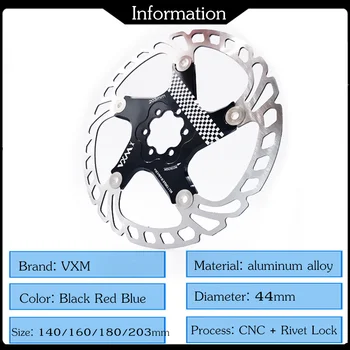 VXM Dviračių Plūduriuojantis stabdžių diskas plūdės/ultralight MTB dviračių stabdžių trinkelės, šešios skylės disko rotorius, 140/160/180/203mm Dviračių dalys