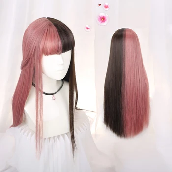 2 Spalvų Maišyti Lolita Perukas Harajuku Pasakų Cosplay Tiesiai 70cm Ilgio Kutais ACGN Suaugusių Mergaičių Sintetinių Plaukų