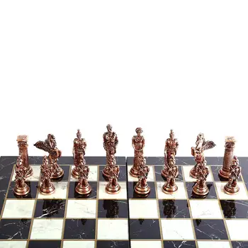 Mythologic Antikvariniai Vario Pegasus Duomenys Metalo Šachmatų Rinkinį,Rankų darbo Vienetų ir Marmuro Dizaino Medžio Šachmatų Lenta Karalius 9.5 cm