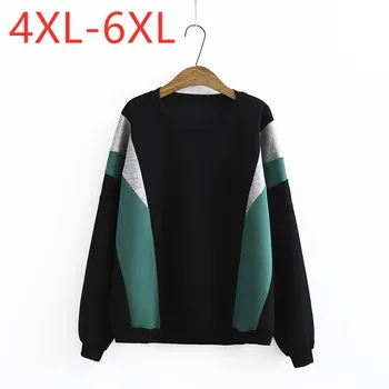 Naujas ponios rudens žiemos plius dydis viršūnes moterims, didelis megztinis ilgomis rankovėmis medvilnės prarasti storio kratinys T-shirt 4XL 5XL 6XL