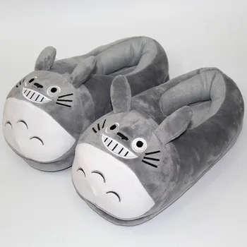 Žiemos pliušinis medvilnės šiltas šlepetes Miyazaki anime cosplay Totoro grafika pora šlepetės mielas šeimos batai suaugusiųjų modelis