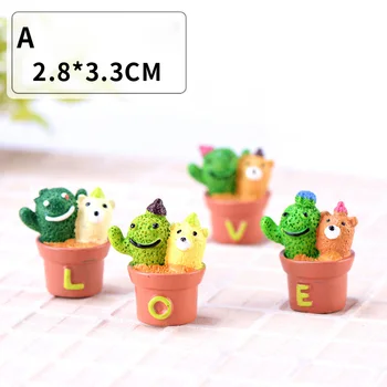 4pc Meilė Kaktusas Žalia Vazoninių Augalų Modelis Aikštėje Miniatiūrinės Statulėlės, 