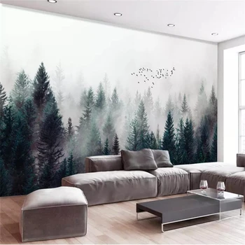 Beibehang Užsakymą tapetai, 3d foto freskos šiuolaikinės šviežių rūko miškų rūko debesis paukščių Šiaurės sofa fono sienos dokumentų namų dekoro