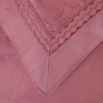2019 Gėlės Rose Pink Lapai Žakardinės Medvilnės, Šilko Bedlinens Karalienė King Size Antklode Padengti Nustatyti Drobulė Pagalvių Užvalkalai