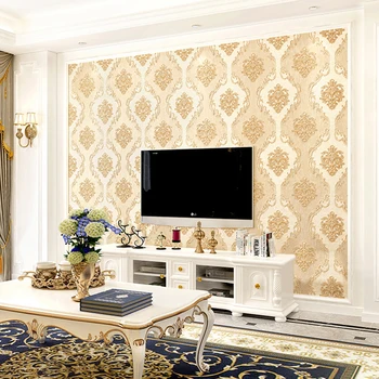 Europos Stiliaus 3D Gėlių Tapetai, Prabangūs Damask PVC Miegamasis, Valgomasis, Gyvenamasis Kambarys su Sofa-lova, TV Foną, Sienos Dokumentų Namų Dekoro