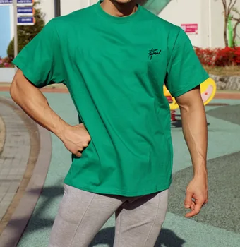 Atsitiktinis Laisvi marškinėliai vyriški Gimnastikos Fitneso trumpomis rankovėmis T-shirt Vasaros Medvilnės Atspausdinta Tee marškinėliai Topai Vyrų Crossfit Treniruotės Drabužių