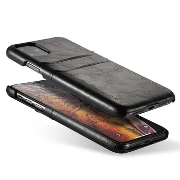 Su dvigubu kortelės lizdas Retro odinis dėklas iPhone 12 11 X XR XS Max Padengti Verslo Cortex Hard Back Case For iPhone 11 Pro Max