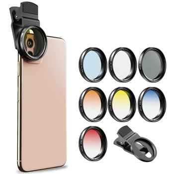 APEXEL 0.45 x Wide Macro Telefono Kamera Filtrai, Objektyvas Kit 37mm CPL Filtras+Grad Oranžinis Filtras 