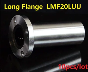 10vnt/daug LMF20LUU 20mm 20*32*80mm ilgio apvalus Flanšas linijiniai rutuliniai guoliai praėjimo 3D spausdintuvo dalys 20x32x80mm
