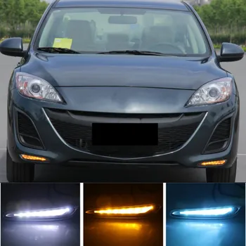 1 Poros Mazda 3 Mazda3 2010 m. 2011 m. 2012 m. 2013 m LED DRL Šviesos važiavimui Dieną, Dienos geltona posūkio Signalo rūko žibintas
