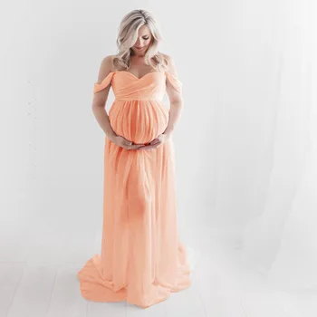 Ilgas Motinystės Fotografija Rekvizitai Nėštumo Suknelė Nuotraukų Fotografavimo Seksualus Priekiniai Padalinta Moterų Maxi Motinystės Suknelė Nėščioms Suknelės