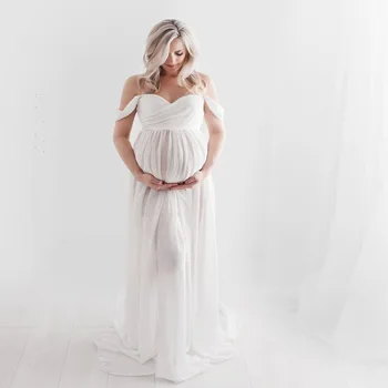 Ilgas Motinystės Fotografija Rekvizitai Nėštumo Suknelė Nuotraukų Fotografavimo Seksualus Priekiniai Padalinta Moterų Maxi Motinystės Suknelė Nėščioms Suknelės