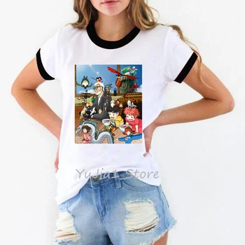 Japonijos Studio Ghibli Hayao Miyazaki anime ne veido Dvasia totoro Toli marškinėliai moterims grafinis juokinga t shirts 80s 90s streetwear