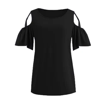 Drabužių OWLPRINCESS 2020 Naujas vientisos Spalvos off-the-Pečių trumparankoviai marškinėliai-Vasaros Orui T-shirt