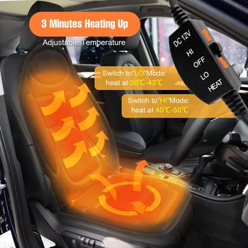 Universali Juoda 12V Elektros Šildomos Automobilio Priekinės Sėdynės Pagalvėlė Padengti Šildytuvas Šiltesnis Žiemą Termostatas Namų Pagalvėlė