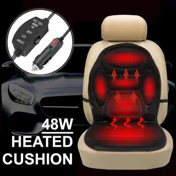 Universali Juoda 12V Elektros Šildomos Automobilio Priekinės Sėdynės Pagalvėlė Padengti Šildytuvas Šiltesnis Žiemą Termostatas Namų Pagalvėlė
