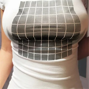 3D seksualus didelių krūtų rodo krūtinę ir didelėmis akimis šypsenėlių paketą moterų inkaro T trumpas rankovės prigludusi prie kūno marškinėliai moteriška