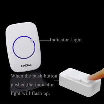 CACAZI Vandeniui Belaidį durų skambutį Ne Baterija Reikia JAV, ES, UK Plug LED savaeigis Doorbell 120M Nuotolinio Namų Žiedas Skambina Varpas