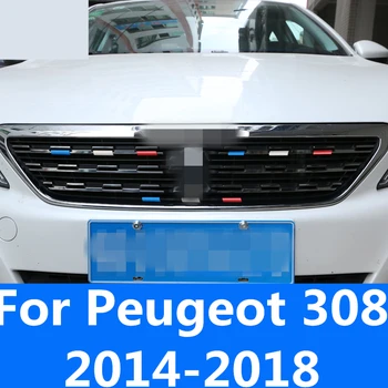 Bamperis Oro įleidimo Grotelių Apdaila Priekinės Grotelės, Juostelės Centrą Lenktynių Padengti trijų spalvų Auto Reikmenys, Peugeot 308-2018 m.