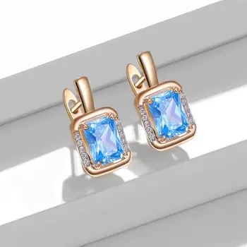 LEKANI Išskirtinį Klipą Auskarai Moterims Fine Jewelry Blue Square Kristalų Elegantiškas Lašas Auskarai Moterų Gimtadienio Dovana Naujas