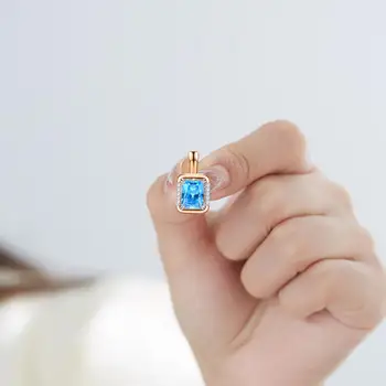 LEKANI Išskirtinį Klipą Auskarai Moterims Fine Jewelry Blue Square Kristalų Elegantiškas Lašas Auskarai Moterų Gimtadienio Dovana Naujas