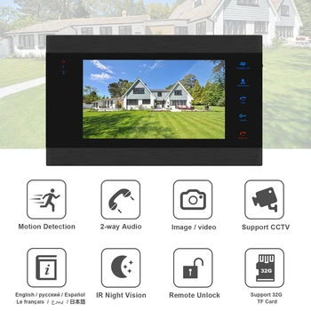 HomeFong Laidinio Video Domofonas, Namų Apsaugos Sistema, Vaizdo Durų Telefoną su 2 Stebėti, 1 Doorbell Kamera Judesio Aptikti Įrašymas