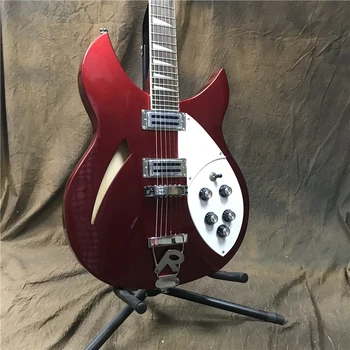 Karšto pardavimo ricken 330 atgal metalo raudonos spalvos pusiau tuščiaviduriai gitara.gamyklos tiesioginės nemokamas pristatymas Kinijos gitara