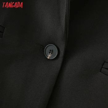 Tangada 2020 moterų set black darbo kostiumas 2 dalių komplektas moterų įpjovomis apykaklės striukė ponios švarkas Kelnės Rinkiniai DA110