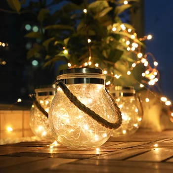 1pc Romantiškas Saulės Kreko Kamuolys stiklainiu Šviesos Varinės Vielos Lempos Kalėdų Lauko Sodo Puošmena
