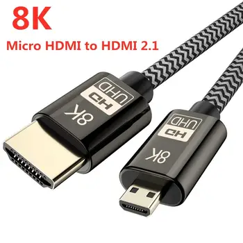 Micro HDMI į HDMI Kabelis Didelės Spartos 8K 60Hz Vyrų Vyrų HDR HDMI 2.1 Adapteris, Suderinamas su GoPro Hero 7/6/5 GoPro Hero 2018