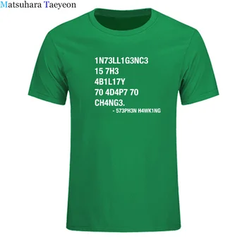 Vasaros Atsitiktinis Hakeris marškinėliai vyrams Leet Kalba Stephen Hawking Dizainas, Print T-shirt Aukštos Kokybės Medvilnės Marškinėlius mens t shirts