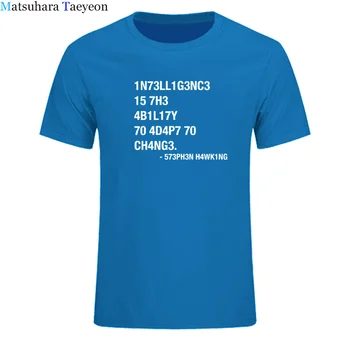 Vasaros Atsitiktinis Hakeris marškinėliai vyrams Leet Kalba Stephen Hawking Dizainas, Print T-shirt Aukštos Kokybės Medvilnės Marškinėlius mens t shirts