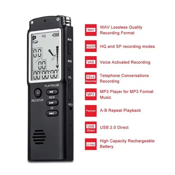 Triukšmo Panaikinimo Diktofonas MP3 Muzikos Grotuvas, Ekranas Įrašymo Skaitmeninių 